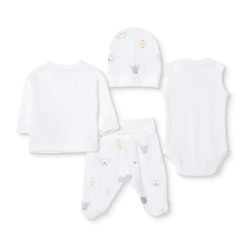 Tiffany 100% Cotton Tiny Baby Set - Ecru 2