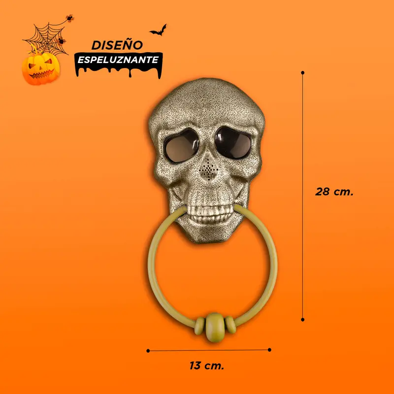 Timbre De Calavera Color Bronce Con Sonido Aterrador 2