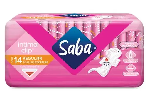 Toallas Femeninas Saba Íntima Clip Con Alas 14 Piezas 2