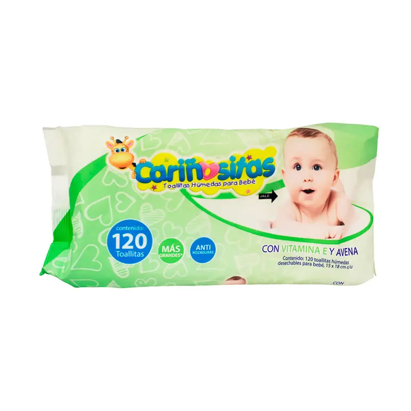 Toallitas Húmedas Para Bebé Cariñositas Con Vitamina E Y Avena 120 Piezas 36G 1