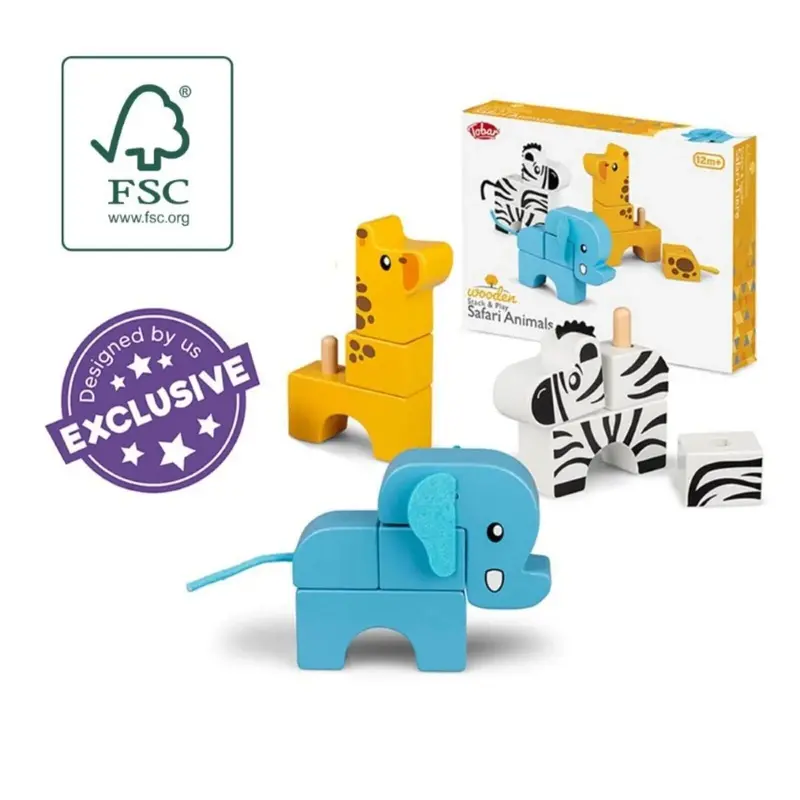 Tobar-Wooden Stack And Play Safari Animals 1