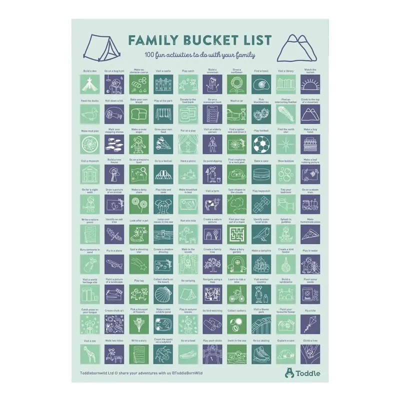 Toddle Born Wild A2 Bucket List Poster - Scandi Design 1