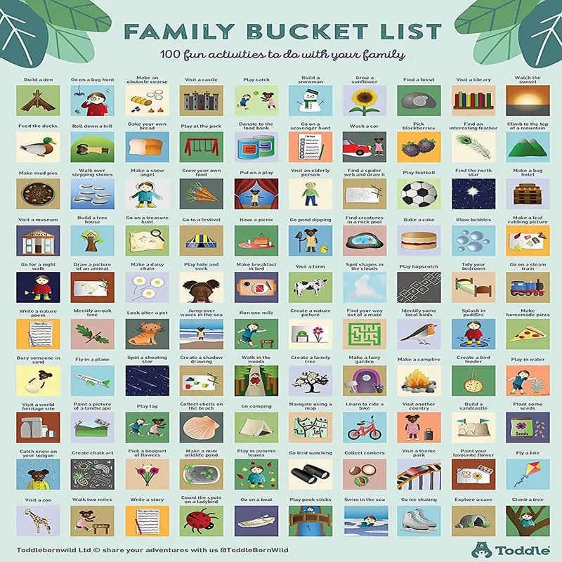 Toddle Born Wild A3 100 Activity Bucket List Poster 1