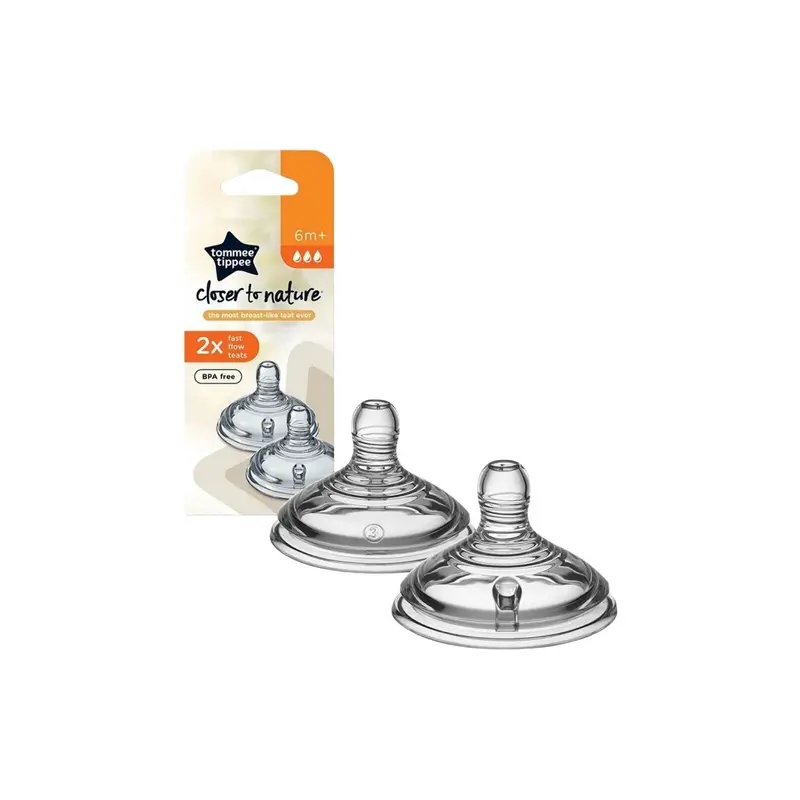 Tommee Tippee Closer To Nature Teat Fast Flow 6+ Months Pack Of 2 1