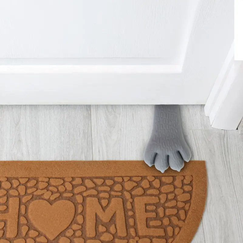 Tope Anticierre Para Puerta, Forma Patita, Color Gris 1