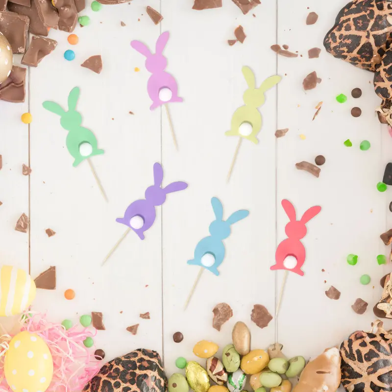 Toppers De Pastel Conejito De Pascua, Colores, 6 Pzas 2