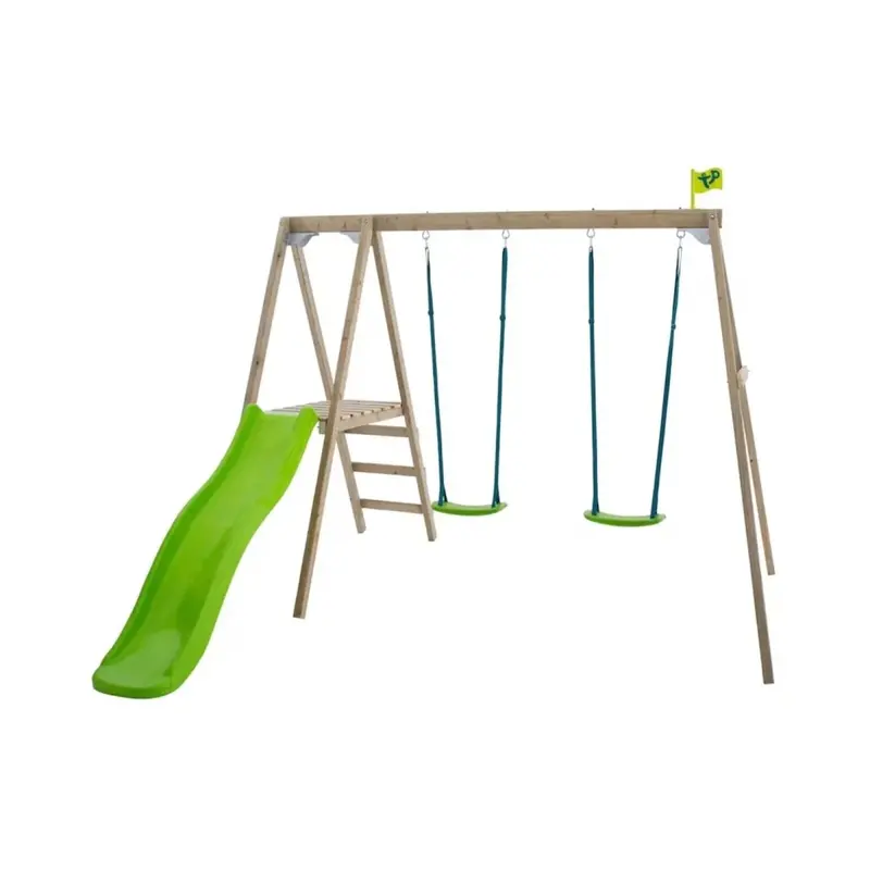 Tp Forest Multiplay Wooden Double Swing Set & Slide 1
