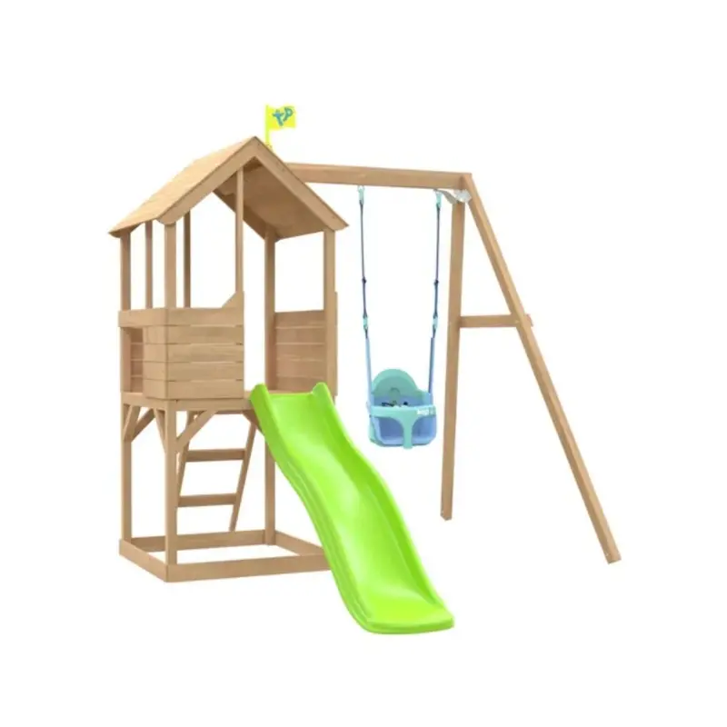 Tp Treehouse Set With Slide & Bluey Quadpod Single Swing 1