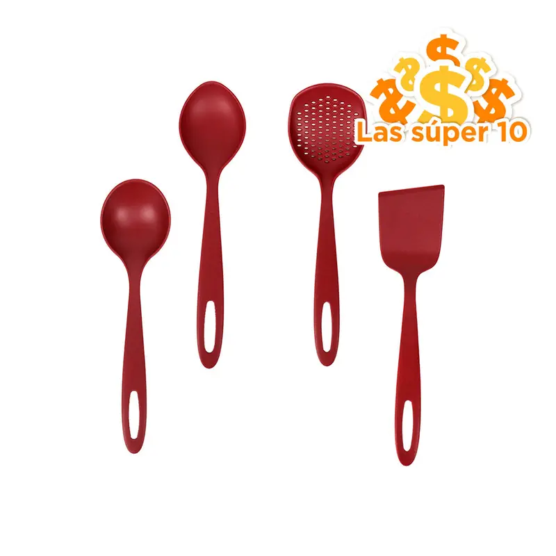 Tramontina Juego De 4 Utensilios Nylon Color Rojo 1
