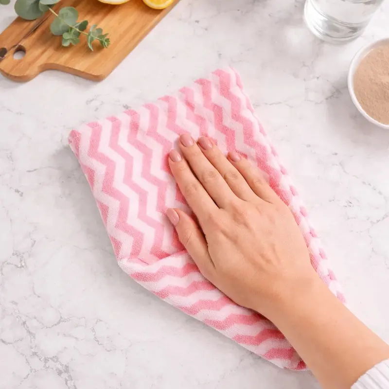 Trapo De Cocina, Color Rosa Y Blanco, 2 Pzas 2