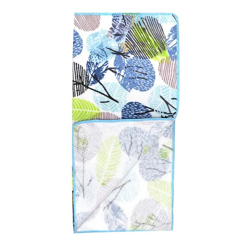Trapo De Cocina, Diseño Hojas, Color Azul 2