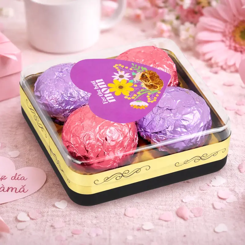 Trufas De Chocolate, 4 Pzas, Color Rosa Y Morado 1