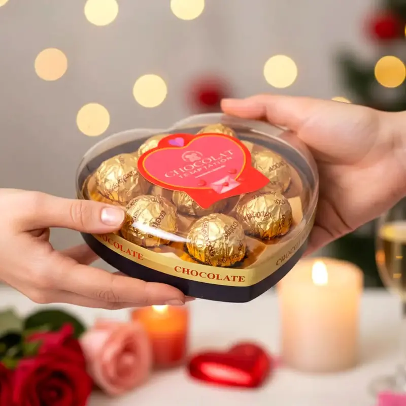 Trufas De Chocolate, Corazón, Color Dorado, 96 Gr 1