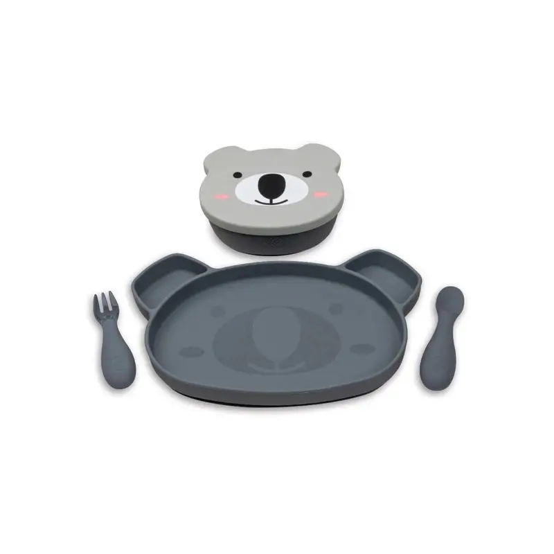 Tum Tum Silicone Weaning Bowl & Spoon Set Kev Koala - Grey 1