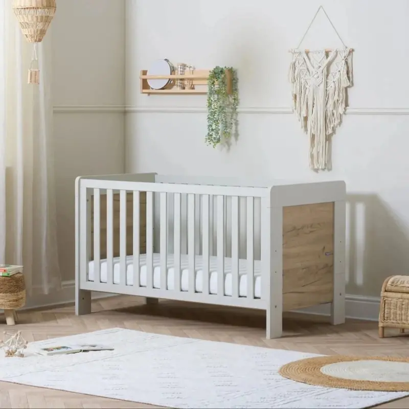Tutti Bambini Alba Cot Bed - White Sand / Distressed Oak 1