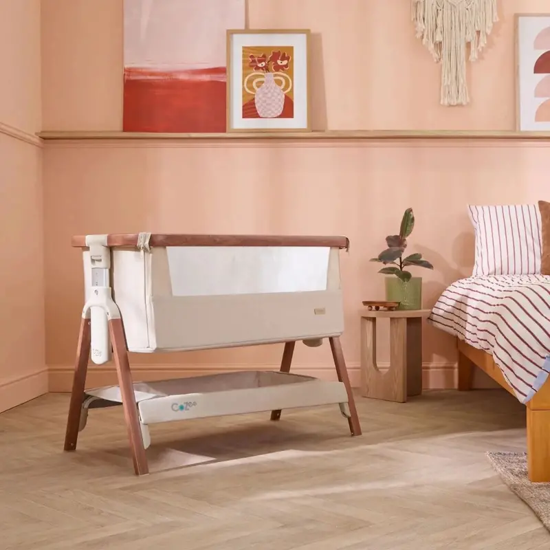 Tutti Bambini Cozee Bedside Crib - Scandinavian Walnut/Ecru 2