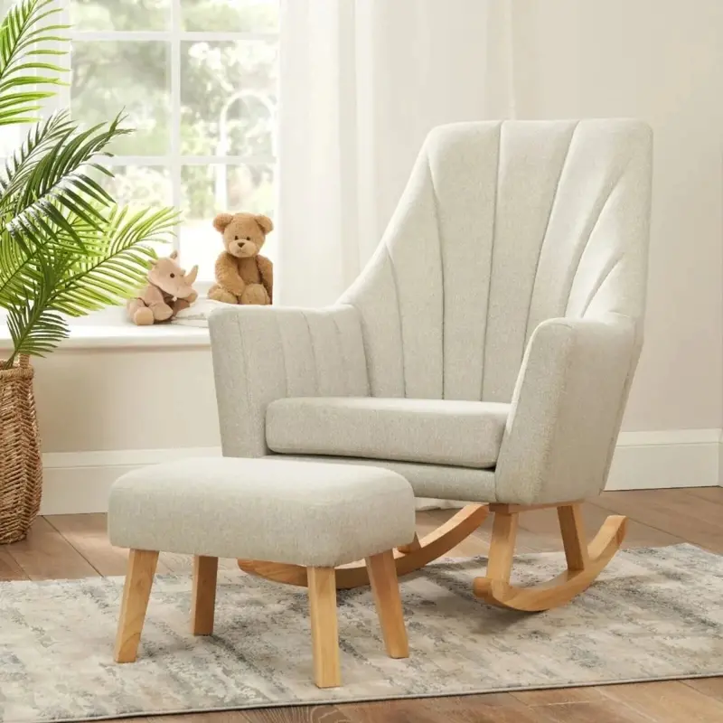 Tutti Bambini Jonah Rocking Chair & Foot Stool - Pebble 1