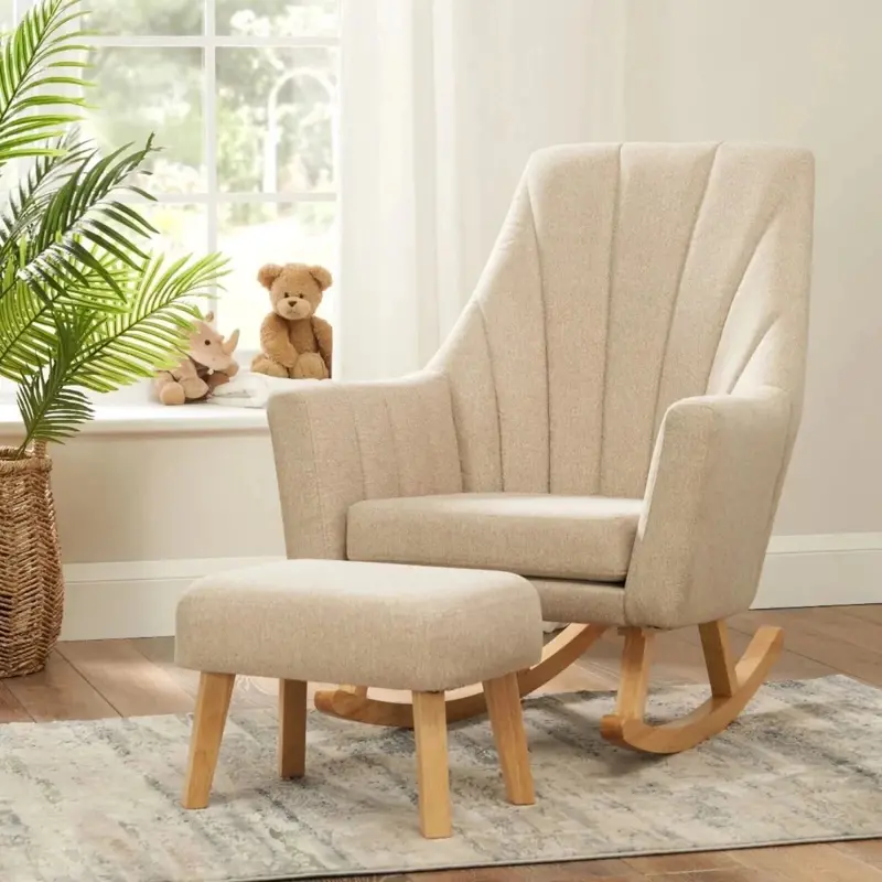 Tutti Bambini Jonah Rocking Chair & Foot Stool - Stone 1