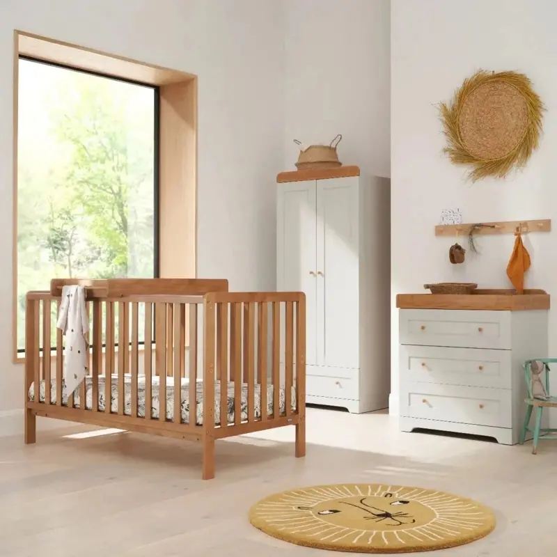 Tutti Bambini Malmo Cot Bed With Rio 3 Pcs Furniture Set - Dove Grey/Honey Oak 1