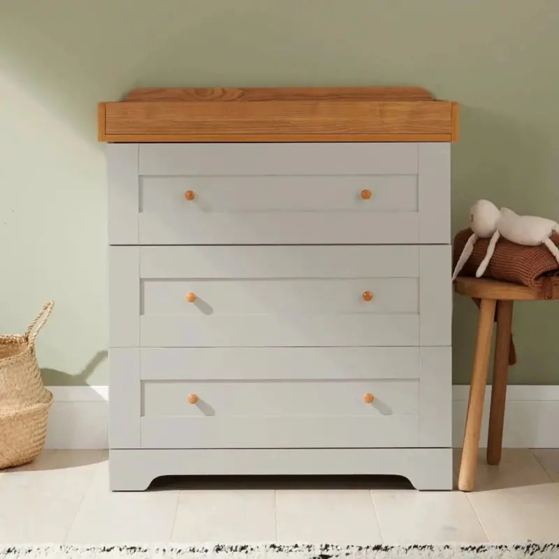 Tutti Bambini Rio Chest Changer - Dove Grey/Honey Oak 1