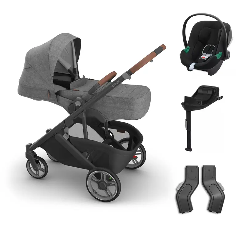 Uppababy Cruz V3 Cybex Bundle + Infant Cover In Greyson 1
