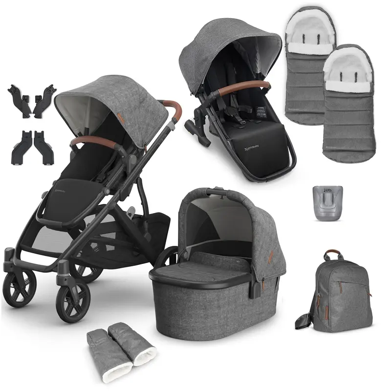 Uppababy Vista V3 Duo Complete Bundle In Greyson 1