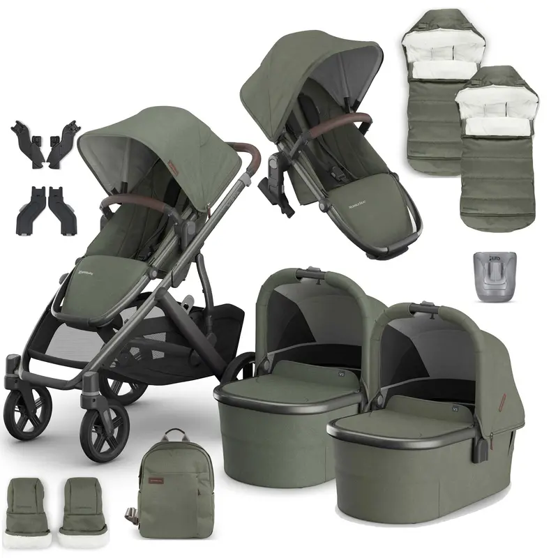 Uppababy Vista V3 Twin Complete Bundle In Evelyn 1