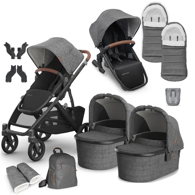 Uppababy Vista V3 Twin Complete Bundle In Greyson 1