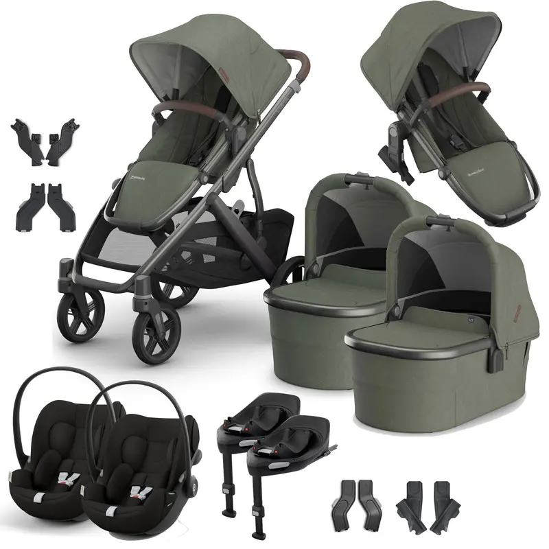 Uppababy Vista V3 Twin Cybex Travel System In Evelyn 2