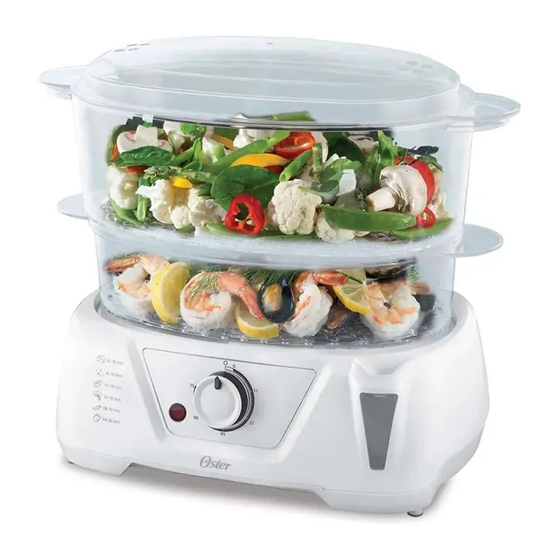 Vaporera De Alimentos Eléctrica Oster Doble Bandeja Blanca Ckstst7711 2