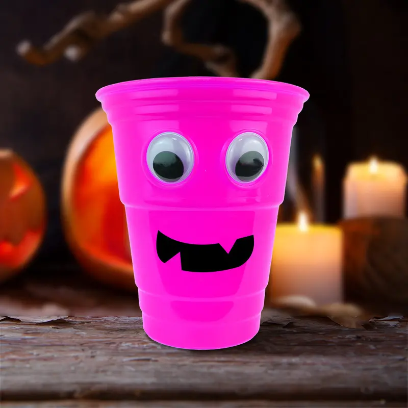 Vaso Color Fucsia Con Diseño De Halloween 1