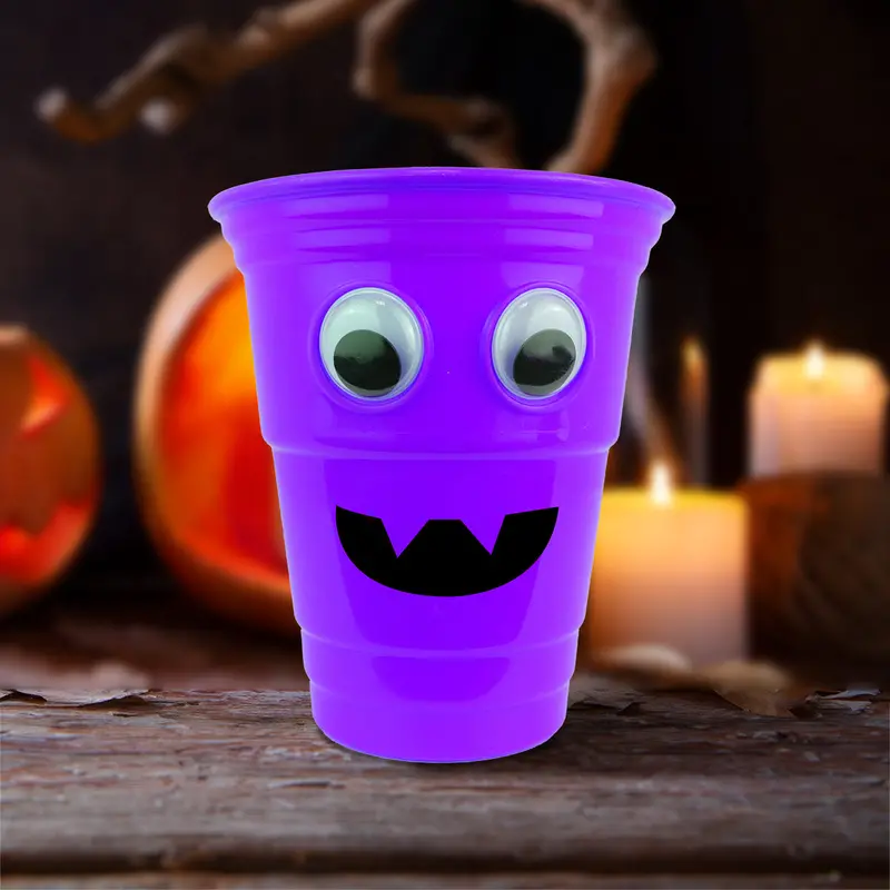 Vaso Color Morado Con Diseño De Halloween 1