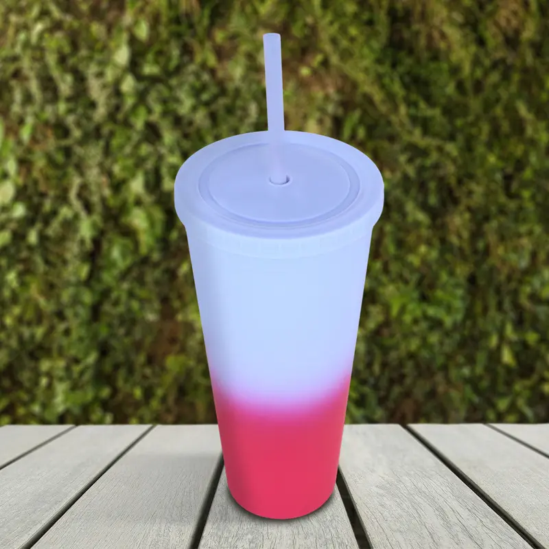 Vaso Con Popote, Color Lila, 650Ml 1