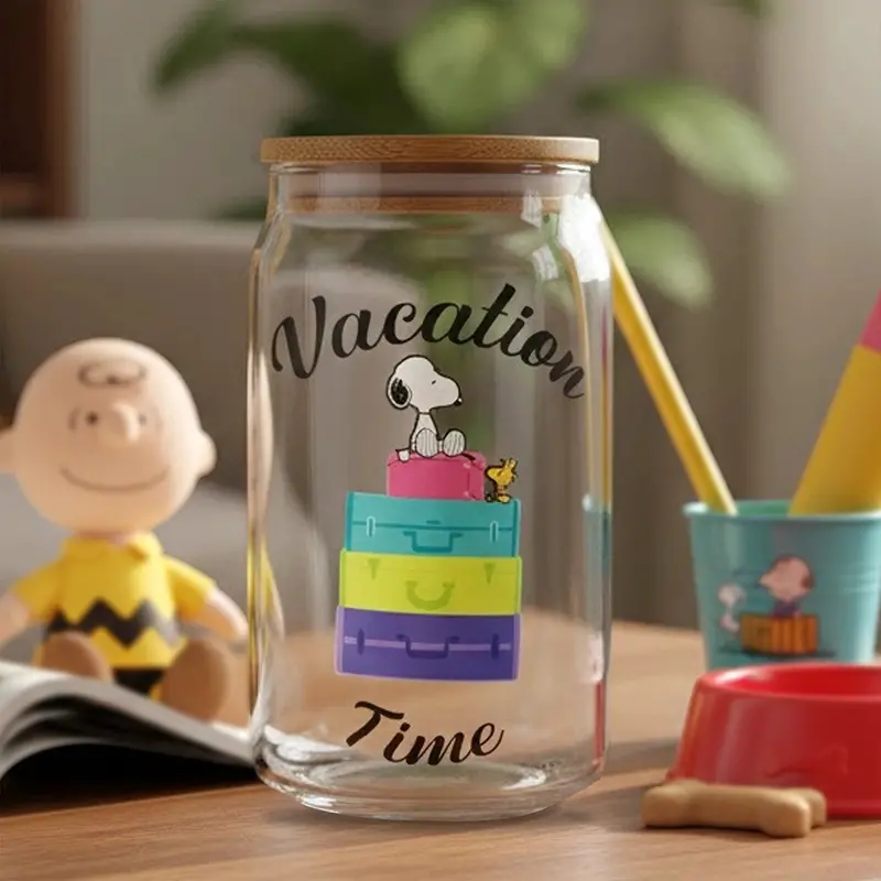 Vaso De Cristal Con Tapa, Vacation Time, 500 Ml 2