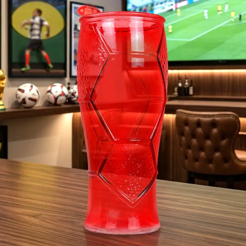 Vaso De Cristal Mundialero, Color Rojo 1
