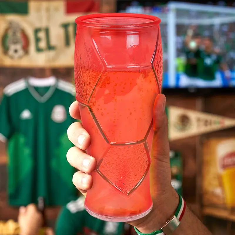 Vaso De Cristal Mundialero, Color Rojo 2