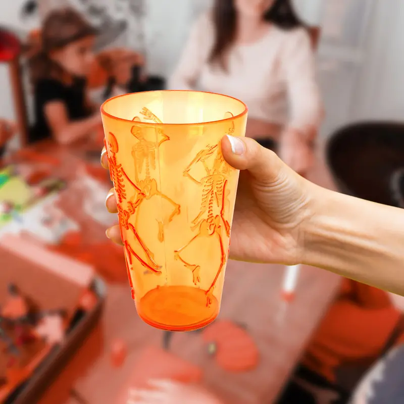 Vaso De Plástico Color Naranja Con Diseño De Halloween 2