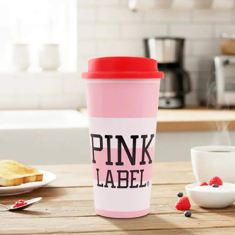 Vaso De Plástico Con Tapa, Pink Label 1