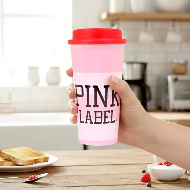 Vaso De Plástico Con Tapa, Pink Label 2