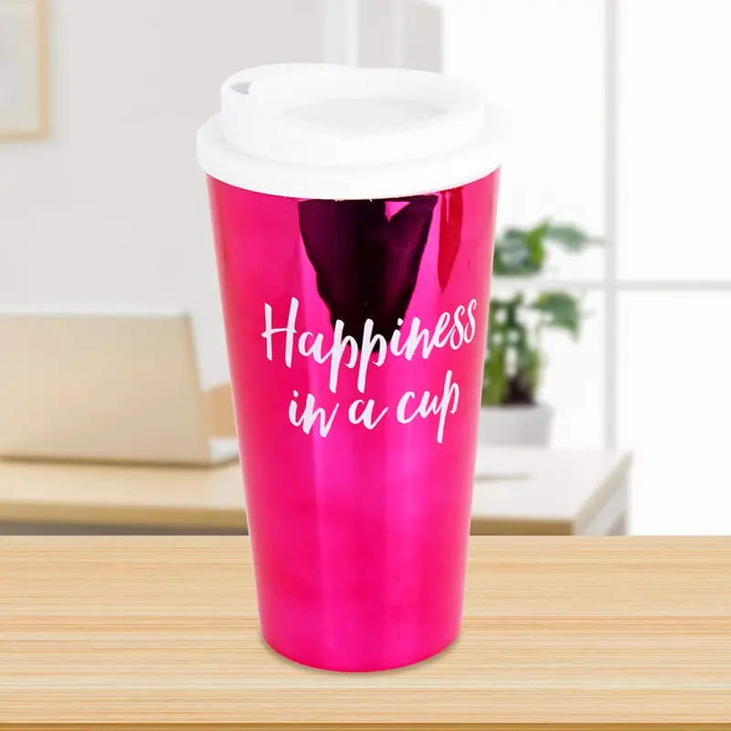 Vaso De Plástico Para Café, Color Fucsia 500Ml 1
