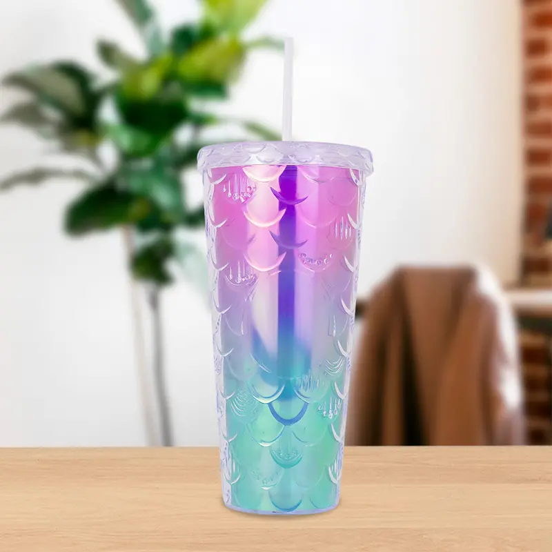 Vaso Decorado Colores Con Popote, 650Ml 1
