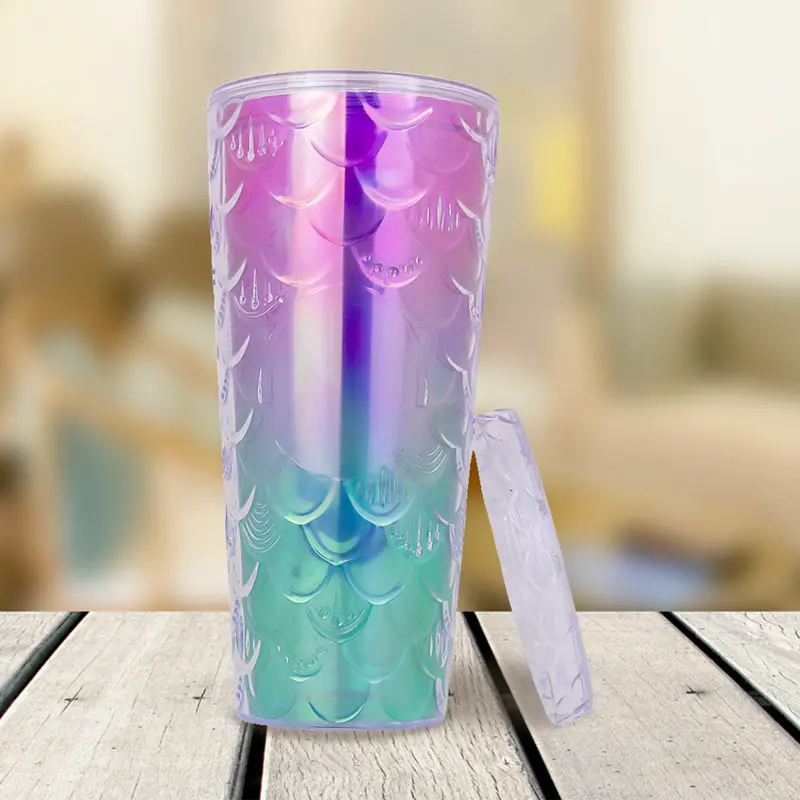 Vaso Decorado Colores Con Popote, 650Ml 2