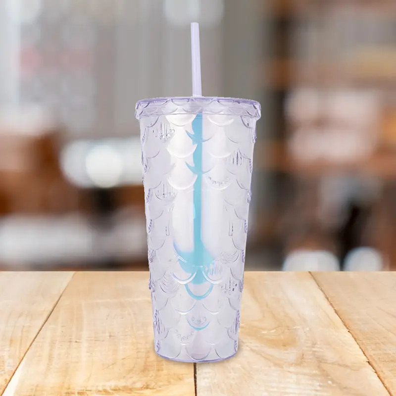 Vaso Decorado Transparente Con Popote, 650Ml 1