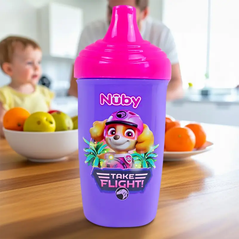 Vaso Entrenador Antiderrames Nuby, Paw Patrol, Color Morado, 300 Ml 1
