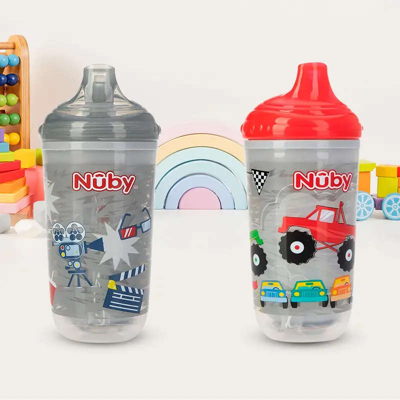 Vaso Entrenador Antiderrames Térmico Con Boquilla Nuby 360° Luminoso Color Gris 10Oz. 2