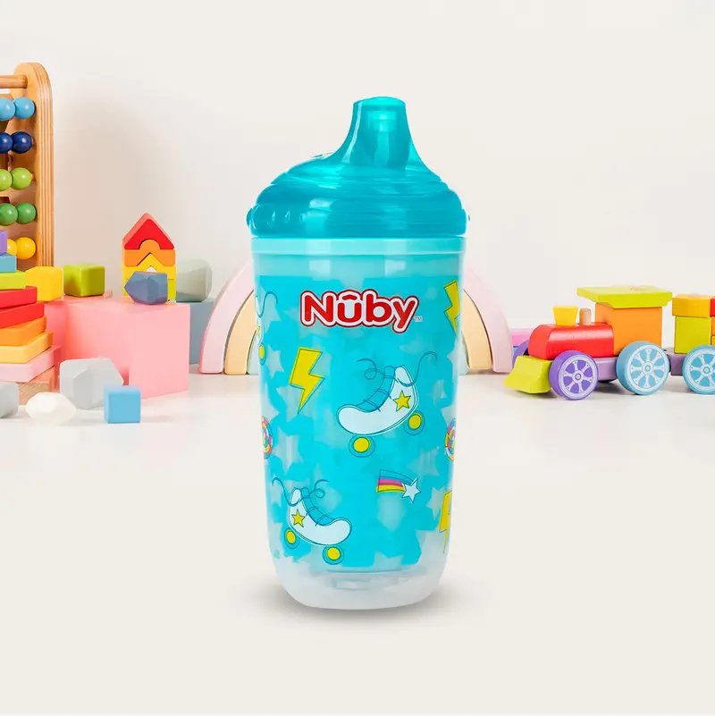Vaso Entrenador Antiderrames Térmico Con Boquilla Nuby 360° Luminoso Color Turquesa 10Oz. 2