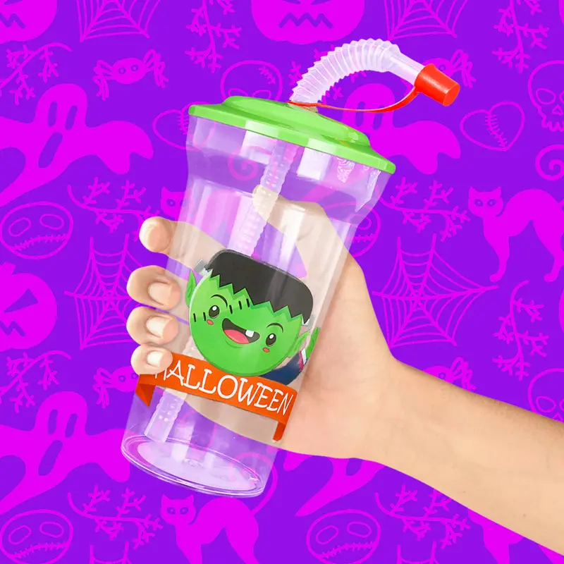 Vaso "Frankenstein" Con Popote 2