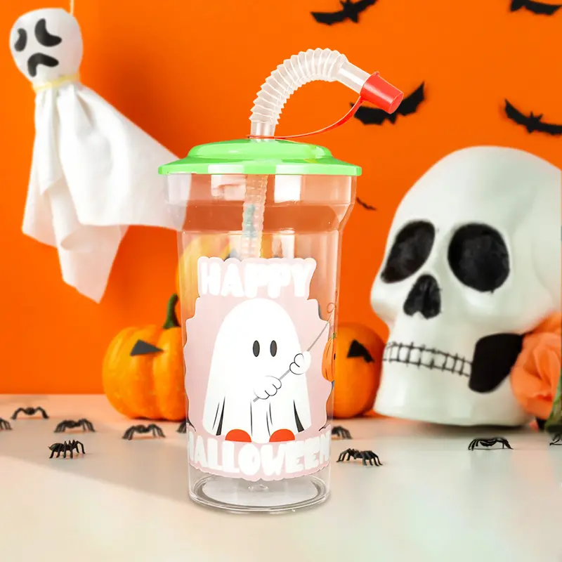 Vaso "Happy Halloween" Con Popote 1