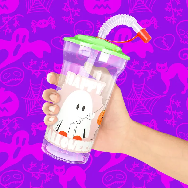 Vaso "Happy Halloween" Con Popote 2