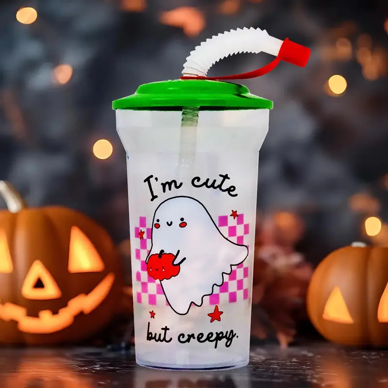 Vaso "I'm Cute But Creepy" Con Popote 1